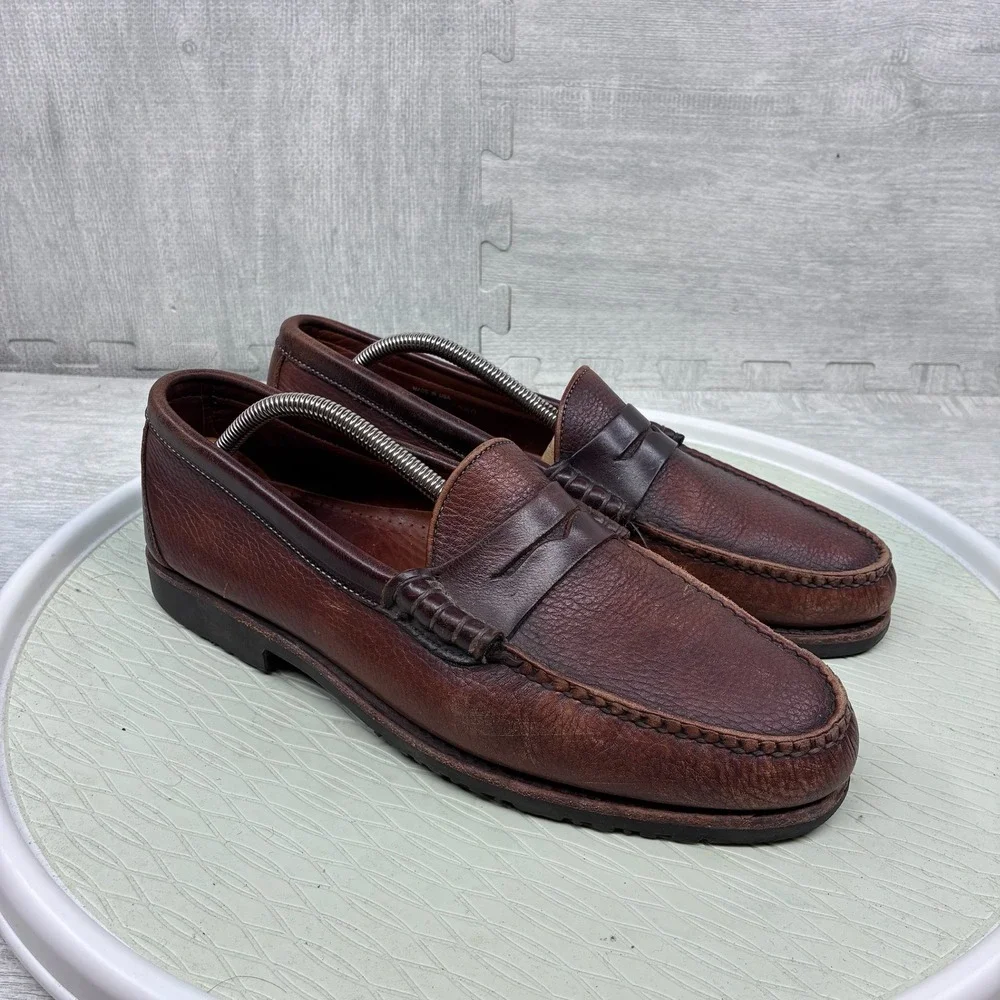 Vintage Allen Edmonds Holton Penny Loafers Mens 11.5 D Brown Leather Beefroll